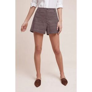 CARTONNIER Women's Navy Brown Print Button Detail Nautical Shorts Size 12